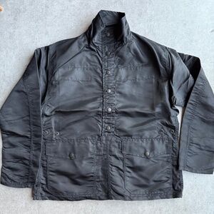 Mister Freedom One-Zero Smock, black nylon pullover with camo liner, men's M